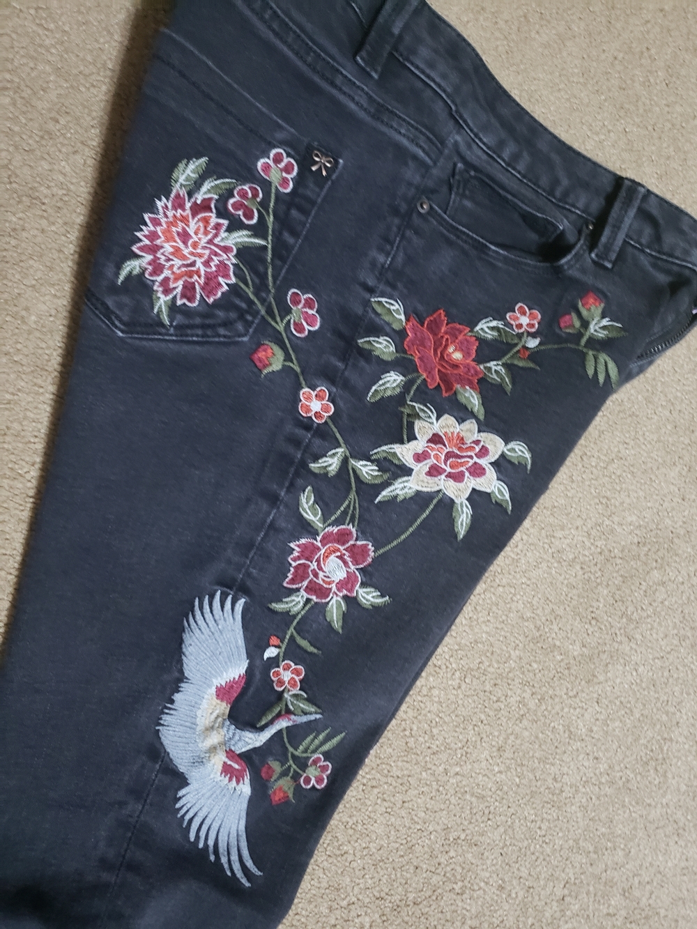 Nanette Lepore - Dark Skinny Jeans with Beautiful Embroidery - Picture 7 of 15